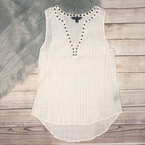 Rock & Republic Woman’s White Striped Gold…